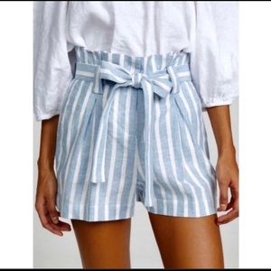 L’AGENCE paper bag shorts-striped NWOT